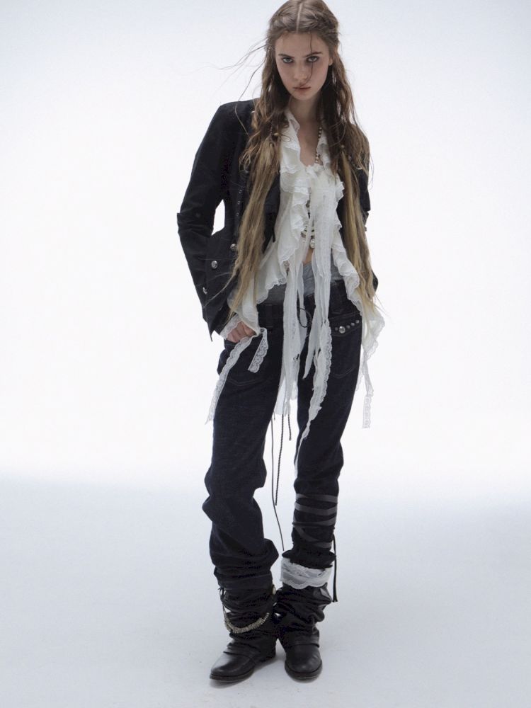 High-Neck Metal Buckle Napoleon Windbreaker【s0000013902】