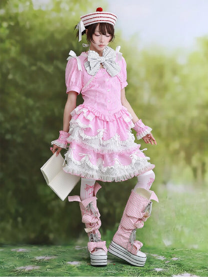 Pink Striped Lolita Shirt Top【s0000016559】