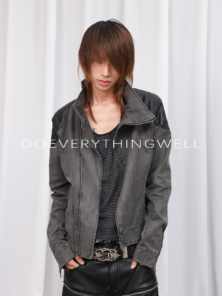 Washed Leather Diamond Pattern Jacket【s0000019122】