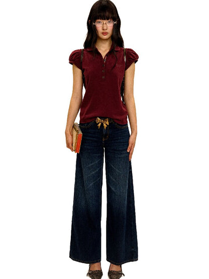 Contrast Linear Straight Jeans【s0000016422】