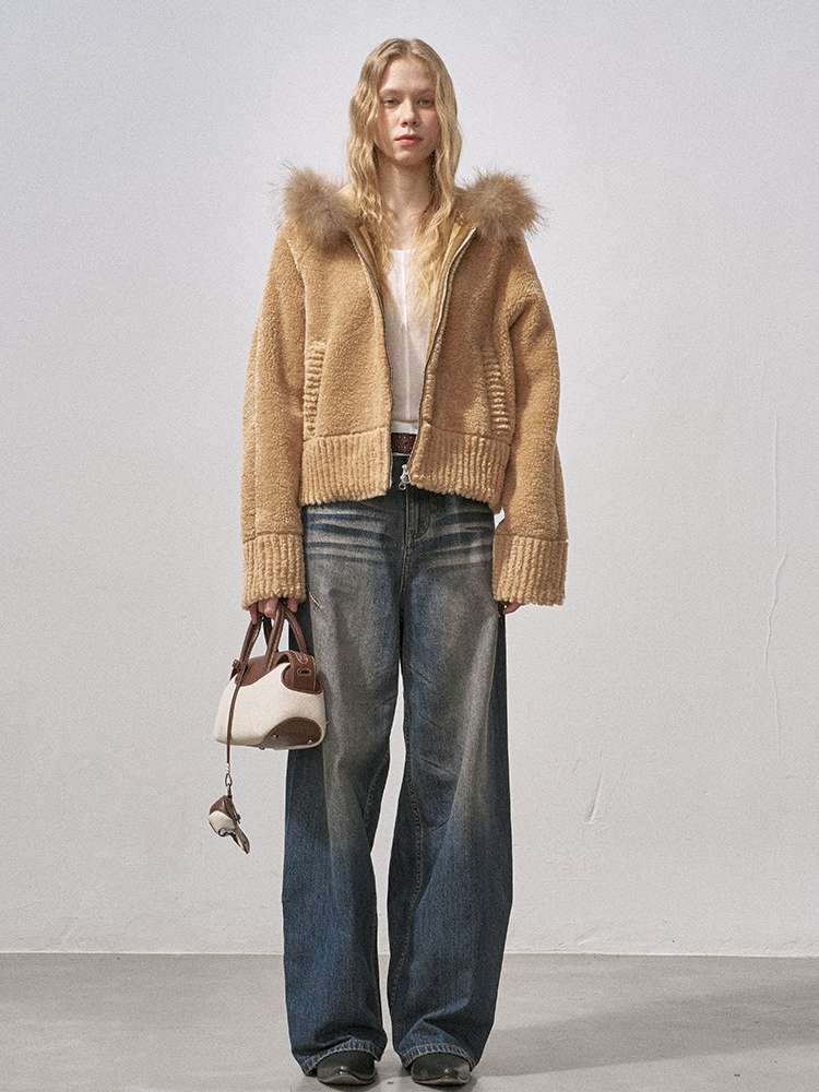 Bear Ears Velvet Faux Fur Jacket【s0000015235】