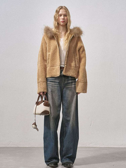 Bear Ears Velvet Faux Fur Jacket【s0000015235】