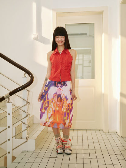 Star Volcano Mesh Pleated Skirt【s0000018697】