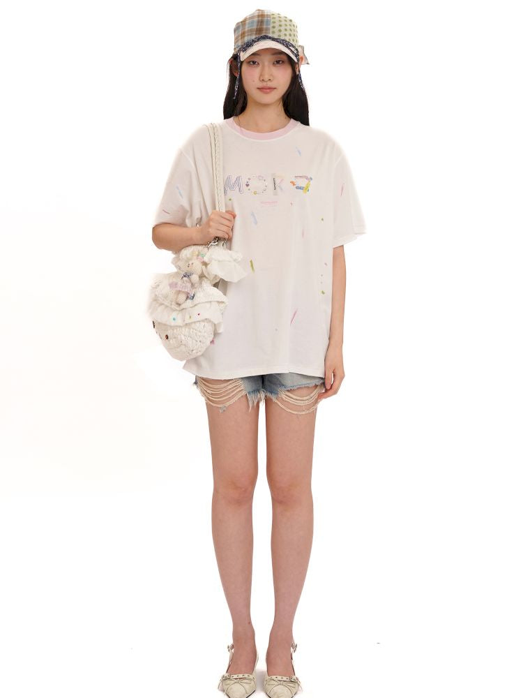 Round neck loose retro casual short-sleeved T-shirt【s0000013458】