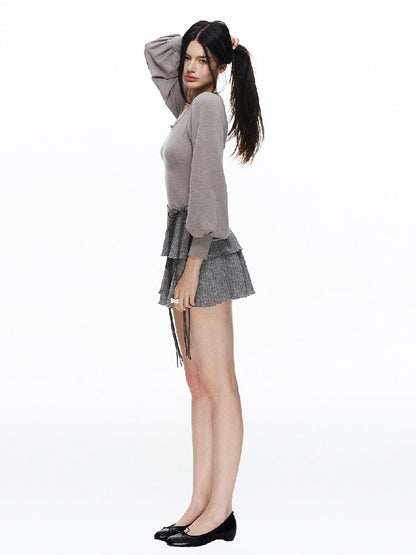 Lantern Patchwork Knitted Skirt【s0000015882】