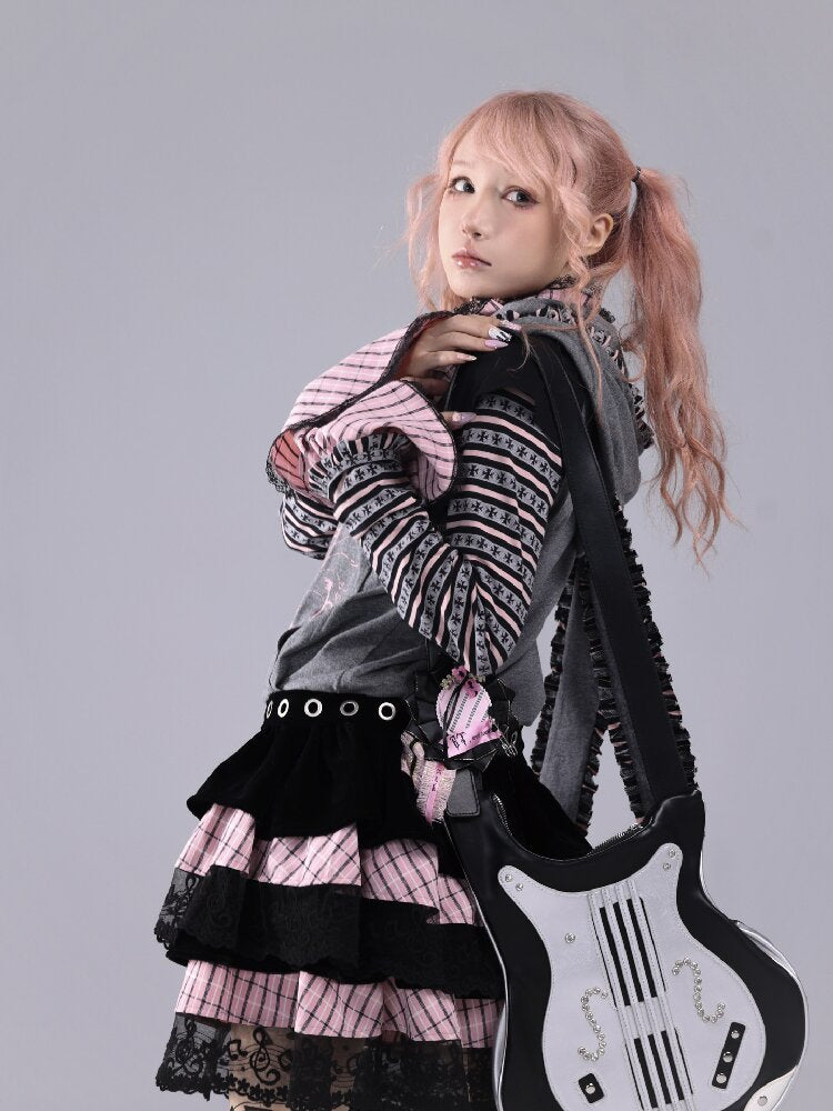 Velvet Striped Fluffy Note Skirt【s0000016226】