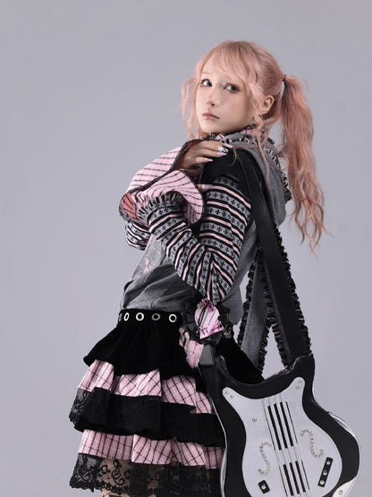Velvet Striped Fluffy Note Skirt【s0000016226】