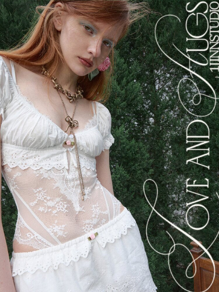 Lace Mesh Patchwork Bodysuit Blouse【s0000016908】