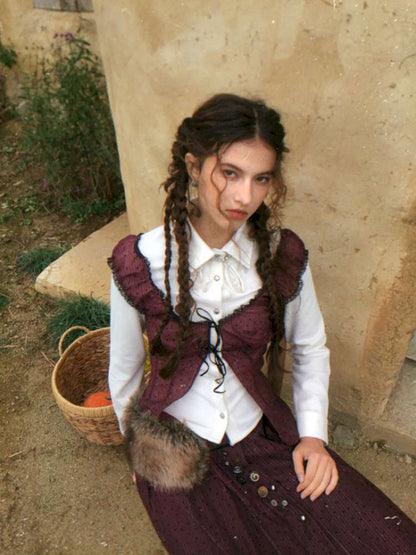 Button Vintage Polka Dot Chiffon Skirt【s0000014901】