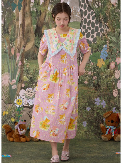 Floral Print Square Neck Cotton Dress【s0000017116】
