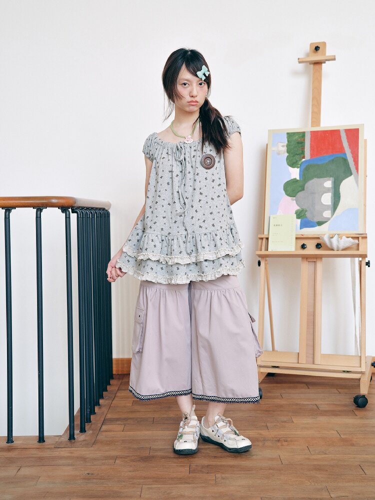 Lace Wide Leg Crop Pants Versatile【s0000018717】