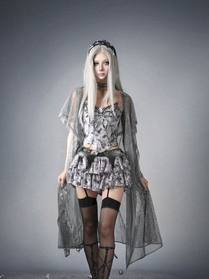 Crash nails sequins low waist cake skirt【s0000013501】