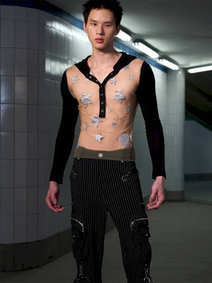 Mesh-Panel Long-Sleeve Top【s0000014416】