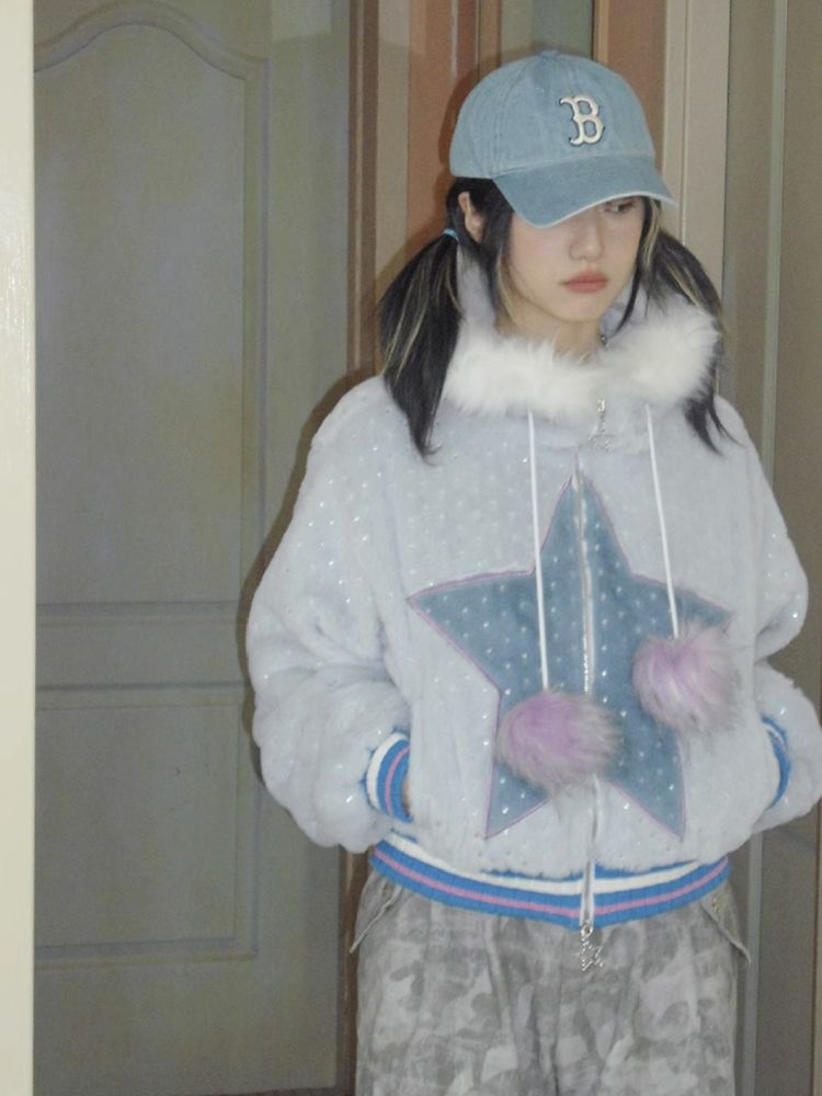 Star Plush Hooded Jacket【s0000010864】