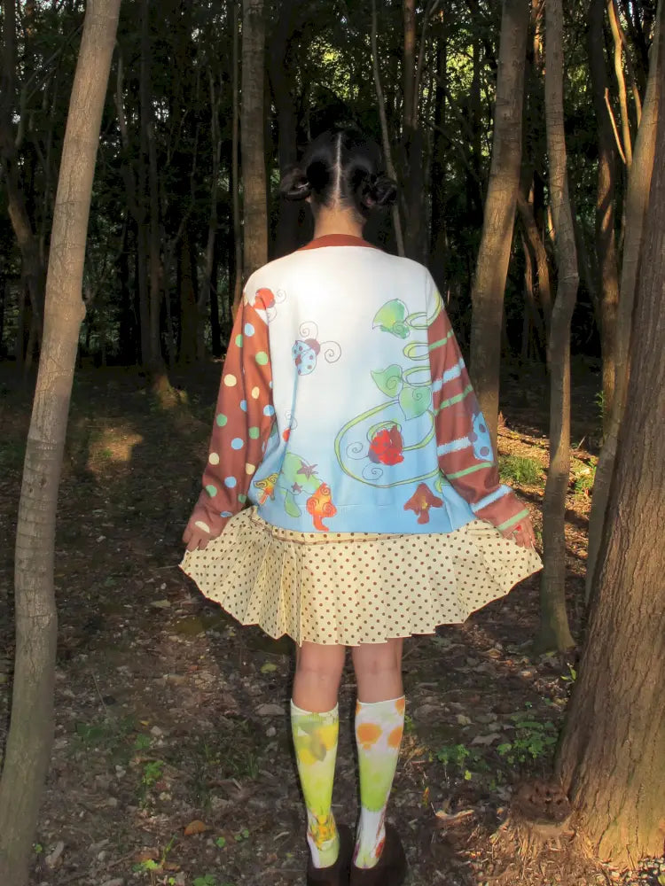 Blue-Brown Knit Cardigan Sweater【s0000014191】