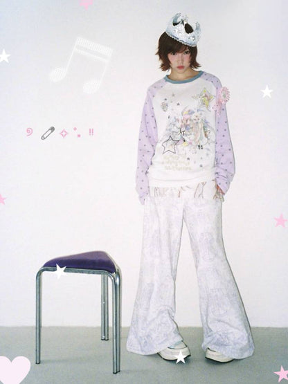 Star Drop-Shoulder Long-Sleeve Sweatshirt【s0000014439】