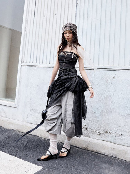 Romantic Lace-Up Bow Bandeau Top【s0000016866】