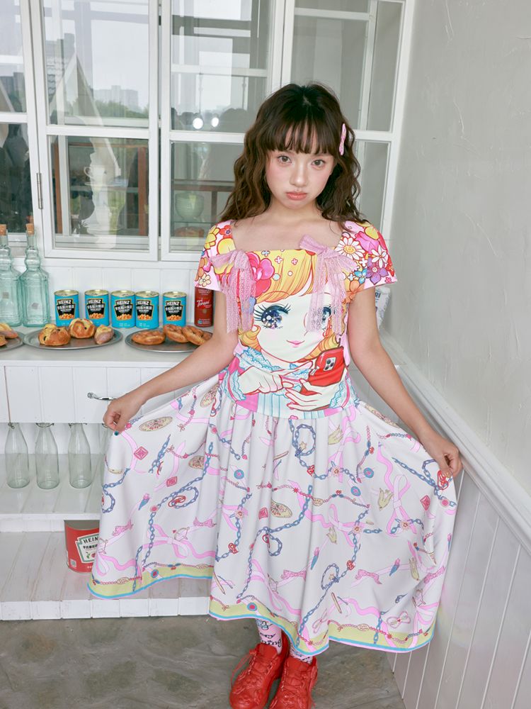 Beautiful girl pattern short-sleeve【s0000012756】