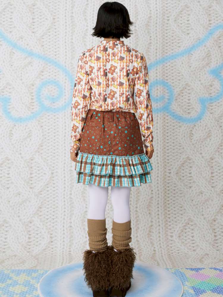 Brown Corduroy Wings Fall Winter Skirt【s0000014848】