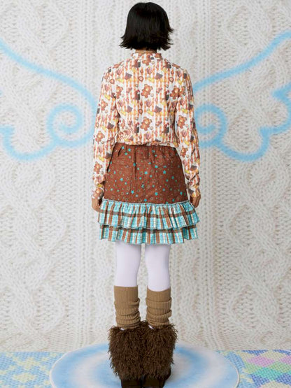 Brown Corduroy Wings Fall Winter Skirt【s0000014848】