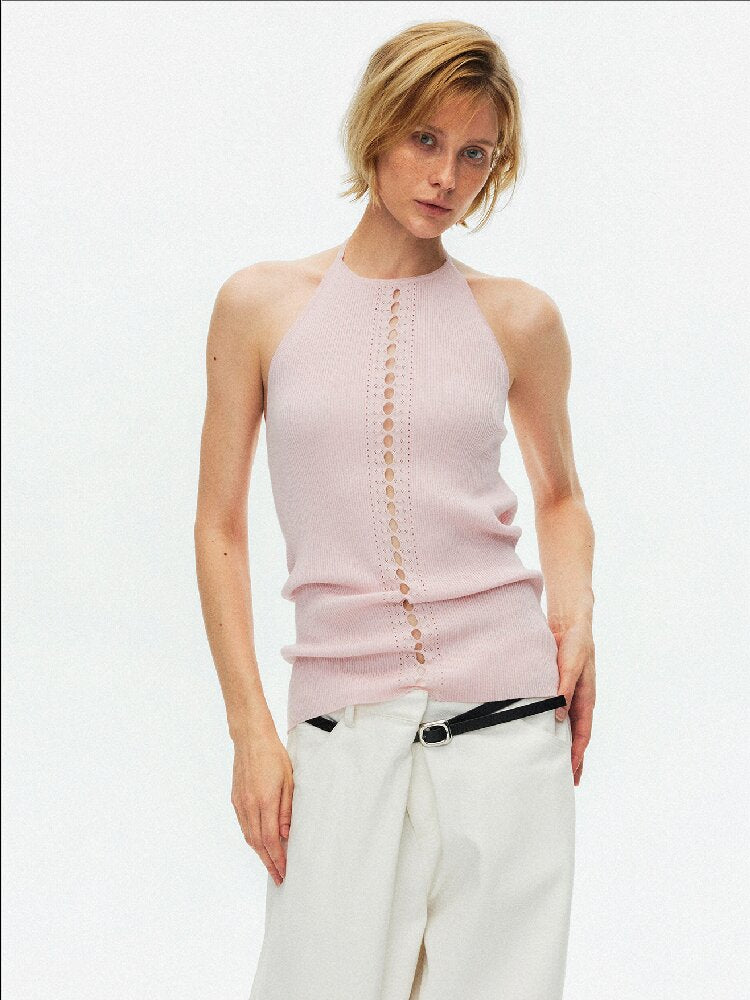 Lyocell Lace Up Halterneck Knit【s0000015929】