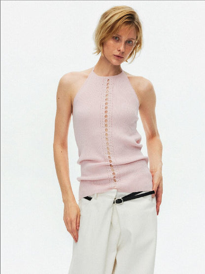 Lyocell Lace Up Halterneck Knit【s0000015929】