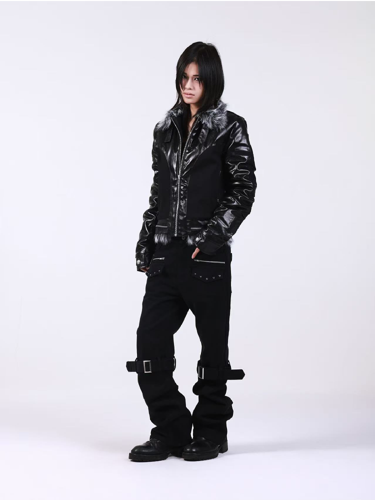 Washed Denim Metal Zip Stacking Jeans【s0000018189】