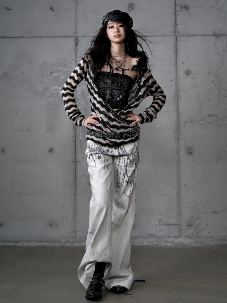 Two-Piece Set Striped Knit Top【s0000013953】