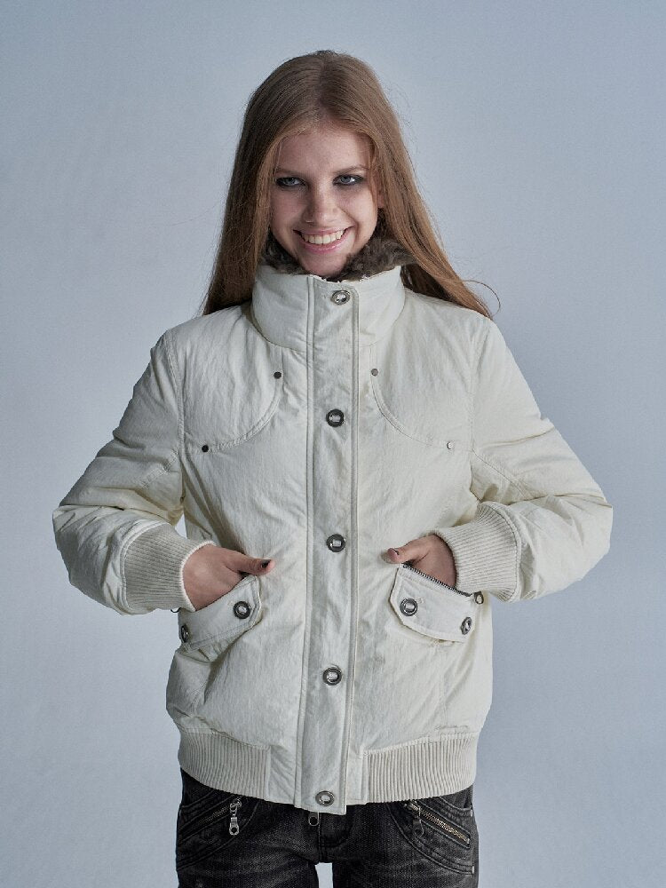 Studded Wool Collar Down Jacket【s0000019092】