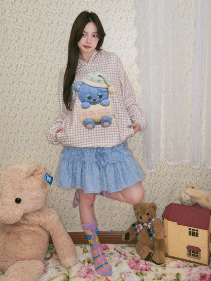 Sleep Bear Suede Hooded Sweatshirt【s0000014509】