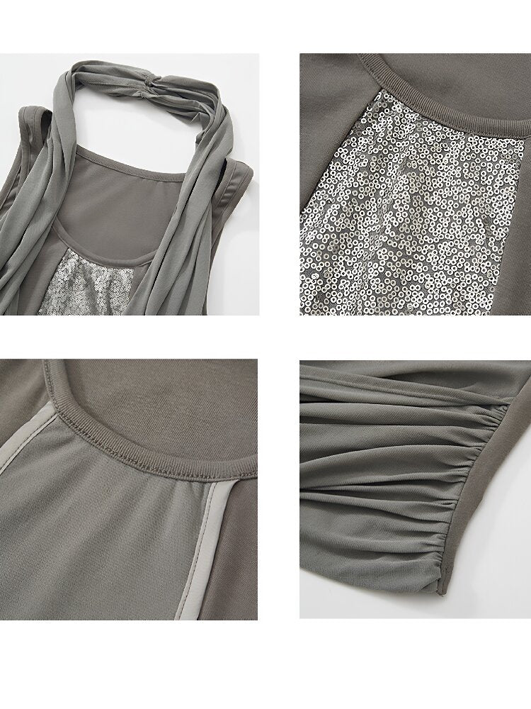 Drape Halterneck Embroidered Vest【s0000018112】