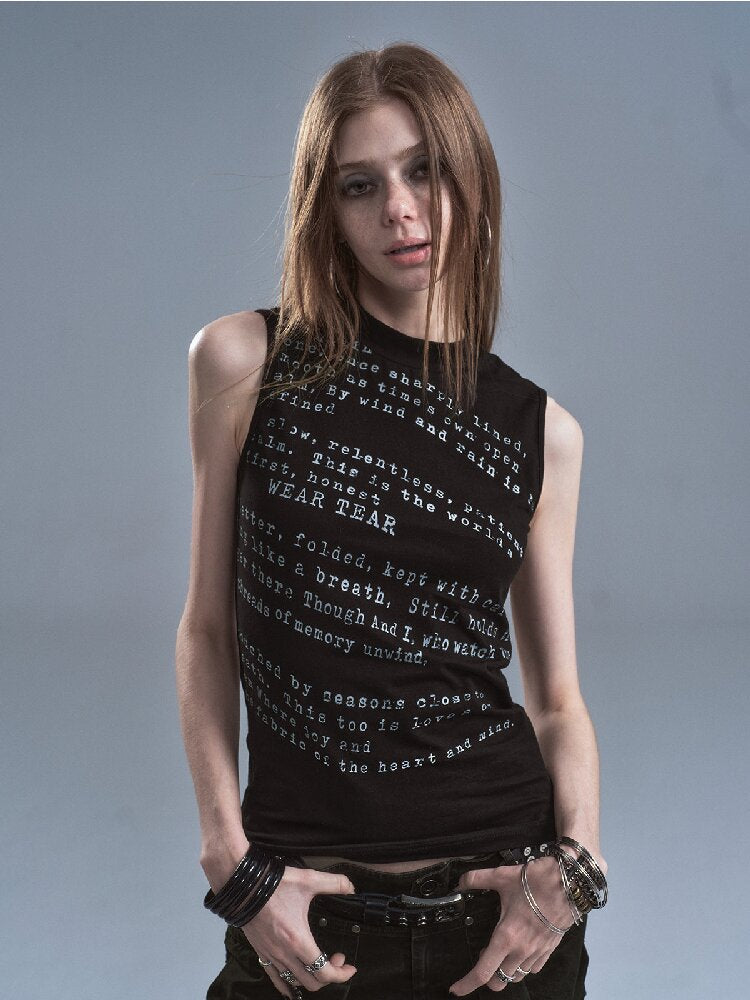 Broken Letter Slim Sleeveless Vest【s0000016899】