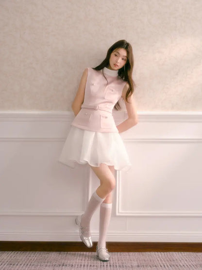 High-Neck Faux Two-Piece Dress【s0000014335】