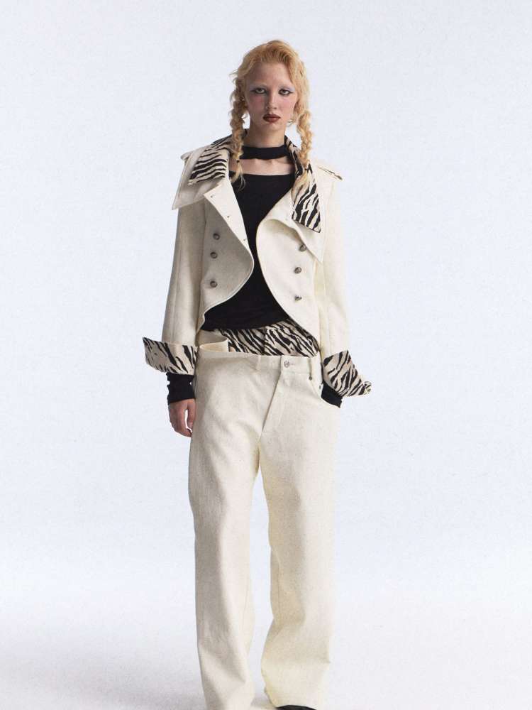 Irregular Zebra Wide Leather Pant【s0000015392】