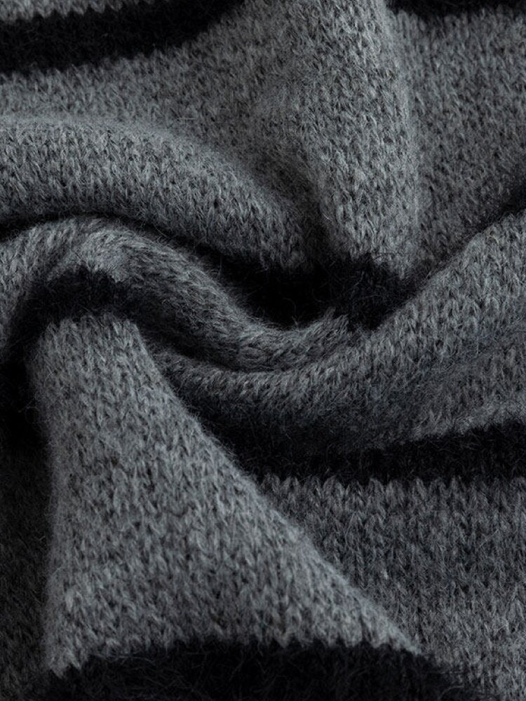 Twill Stripe Braided Wool Sweater【s0000015553】