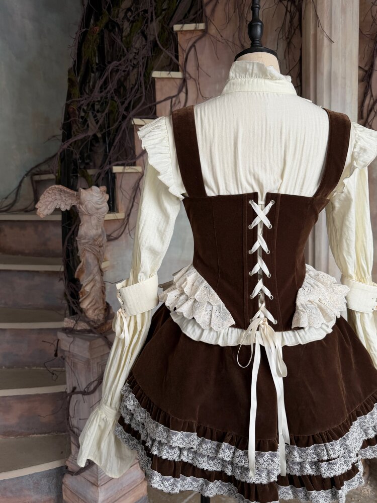 Bone Print Velvet Lace Corset Vest【s0000015613】