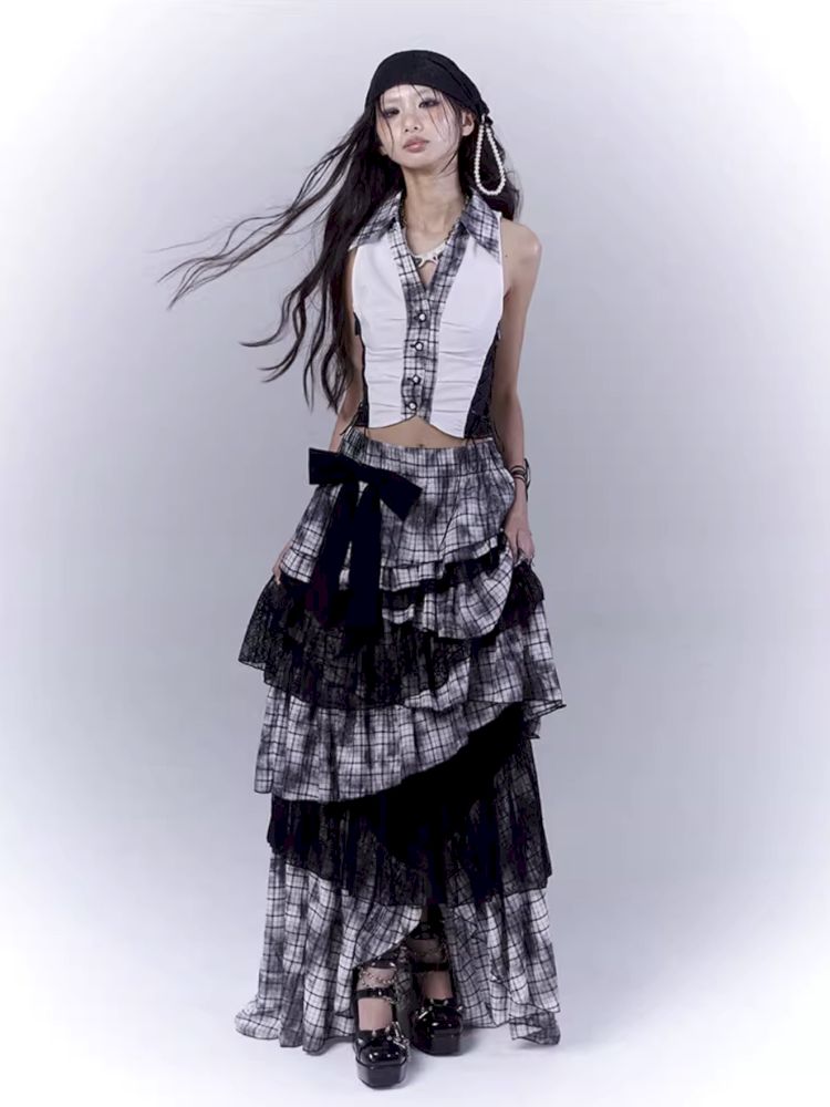 Plaid model splicing shirt【s0000012374】