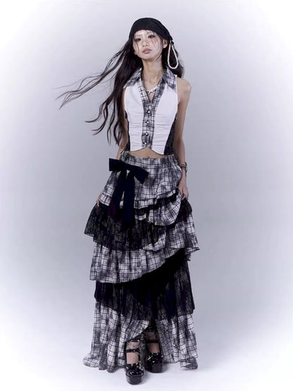 Plaid model splicing shirt【s0000012374】