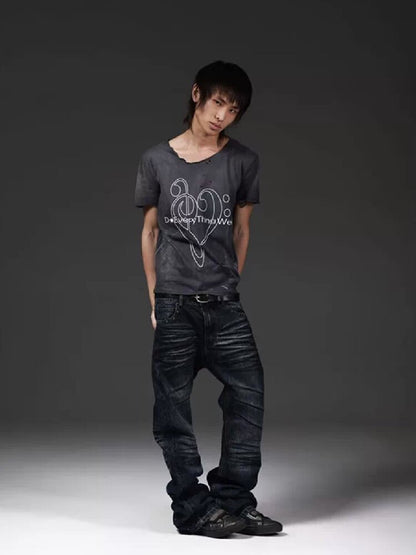 Handmade Bead Curved Knife Jeans【s0000018298】