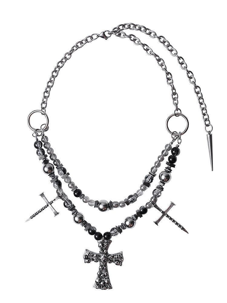 Skull Ruins Y2K Punk Heavy Necklace【s0000018970】