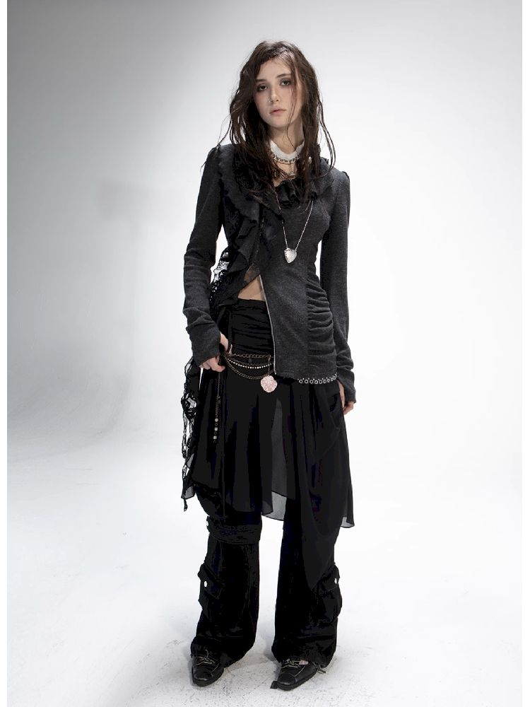 Ruffle Edge Vintage Knit Cardigan【s0000011271】