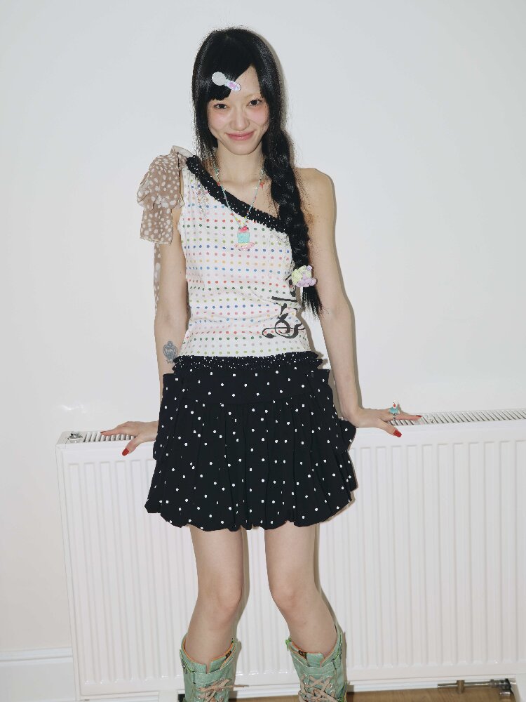 Vintage Polka Dot Note Top Camisole【s0000018704】