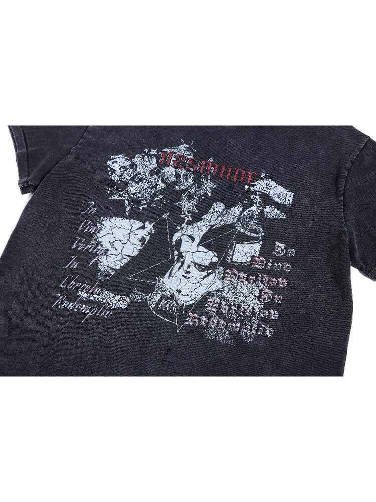 Washed Destruction Single Stitch Cotton Tee【s0000016955】