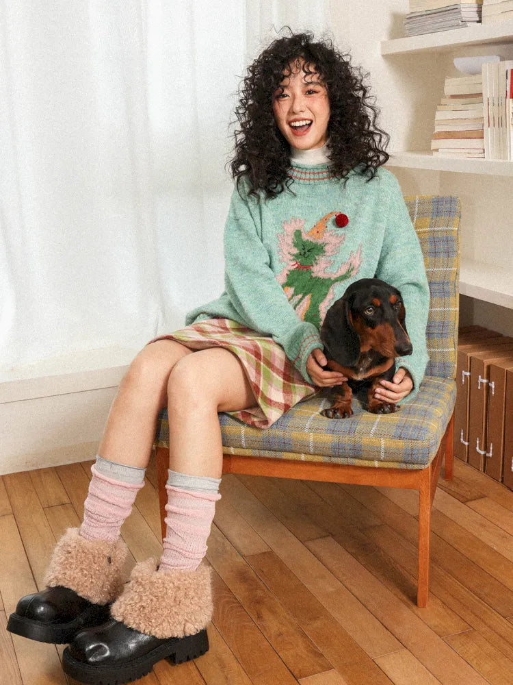 Slouchy Wool Mohair Knit Pullover Sweater【s0000013995】