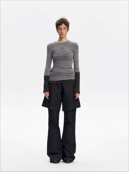 Fake Two-Piece Letter Print Slim Long-Sleeve T-Shirt【s0000014874】