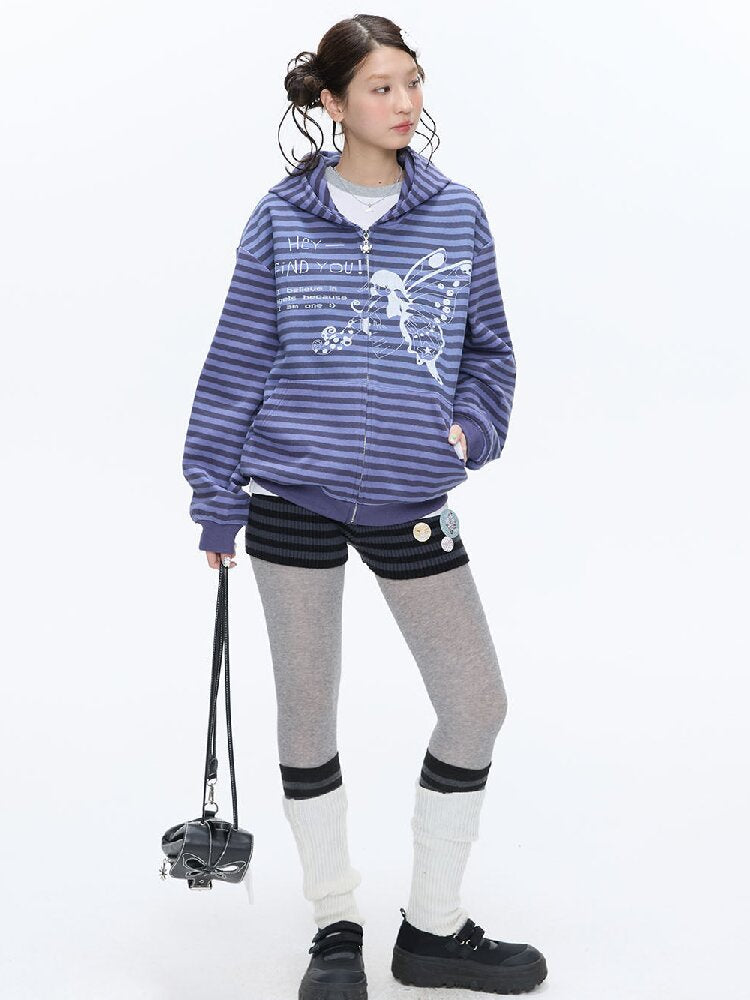 Vintage Striped Hooded Sweatshirt【s0000016380】