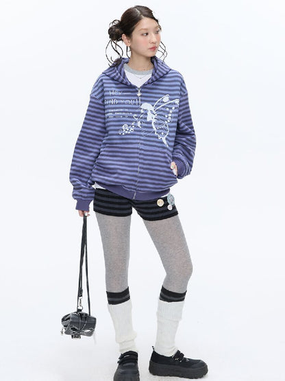 Vintage Striped Hooded Sweatshirt【s0000016380】