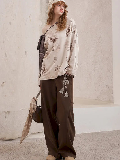 Loose-Knot Straight-Leg Wide-Leg Pants【s0000014046】