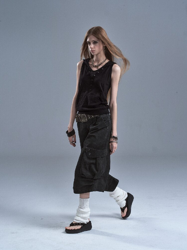 Rivet Pleats Washed Cropped Pants【s0000016895】