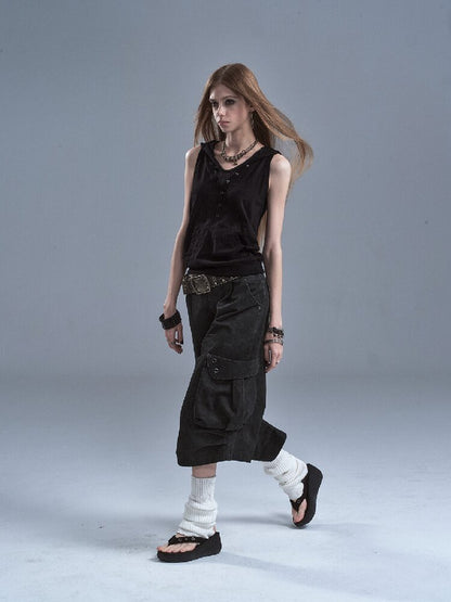 Rivet Pleats Washed Cropped Pants【s0000016895】